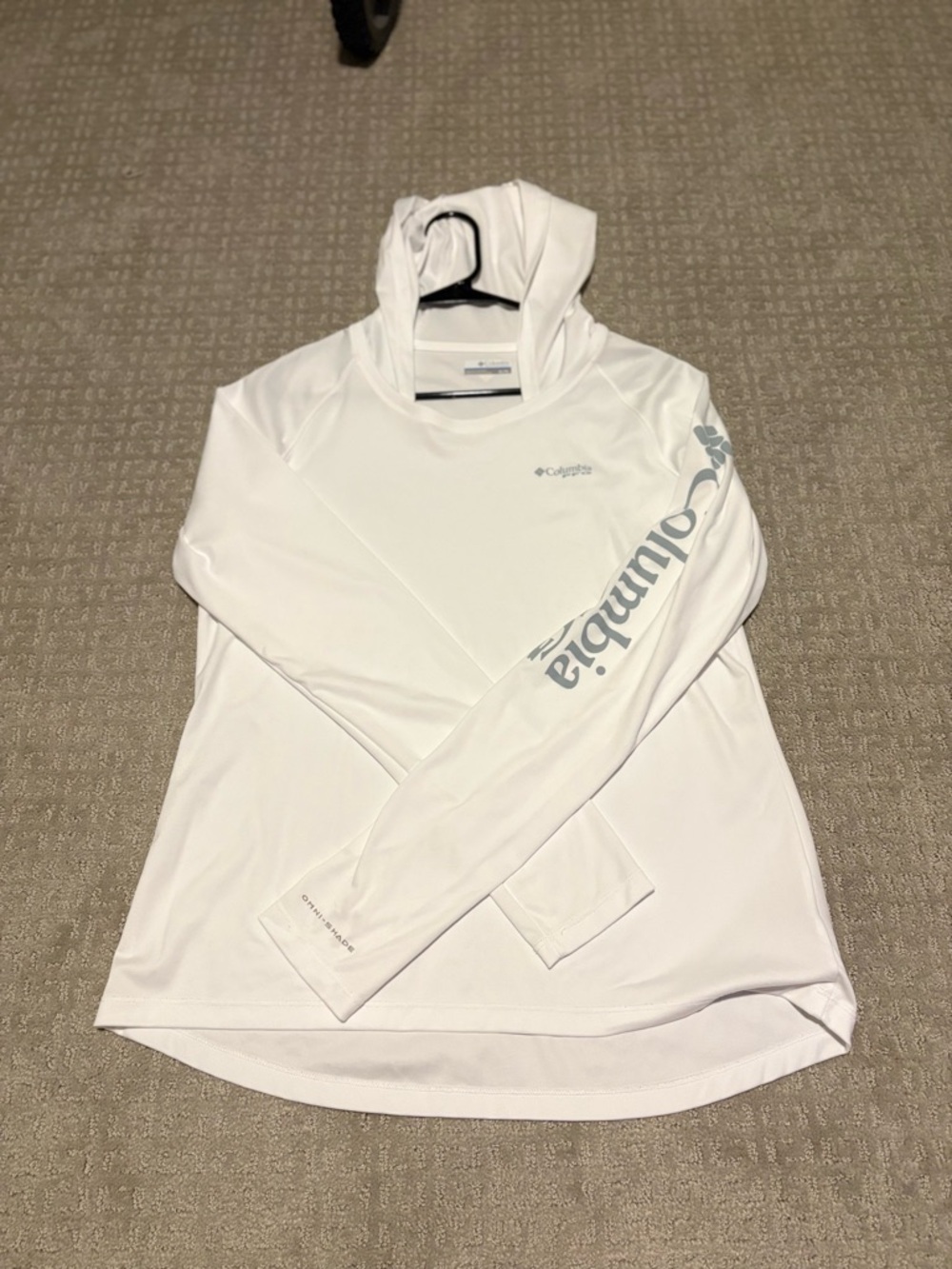 Columbia White Hooded Long-Sleeve with Sleeve Logo